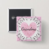 Mooie Roze en Zwarte Oma Baby Shower Knop Vierkante Button 5,1 Cm (Voorkant /achterkant)