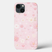 Mooie Roze Esthetische Bloempatroon Case-Mate iPhone Case (Achterkant)