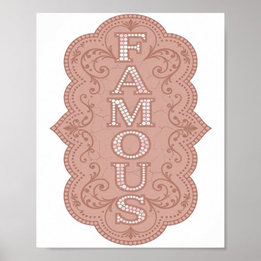 Mooie Roze FAMOUS Ontwerp Poster (Voorkant)