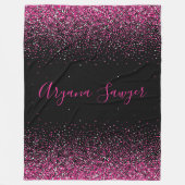 Mooie roze faux-roze glitters op zwarte achtergron fleece deken (Voorkant)
