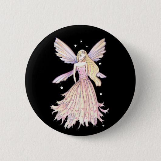 Mooie Roze Fee Speld door Molly Harrison Ronde Button 5,7 Cm (Voorkant)