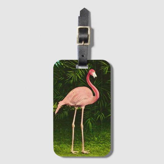 Mooie roze flamingo bagagelabel (Voorkant (verticaal))
