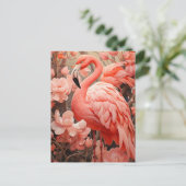Mooie roze flamingo briefkaart (Staand voorkant)
