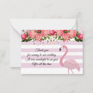 Mooie roze flamingo dank je kaarten notitiekaartje