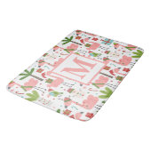 Mooie Roze Flamingo Kerst Monogram Beginletter Badmat (Gekanteld)