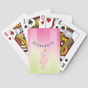 Mooie Roze Flamingo Ombre Gestreepte Pokerkaarten