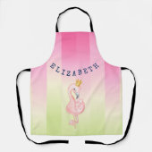 Mooie Roze Flamingo Ombre Gestreepte Schort (Voorkant)