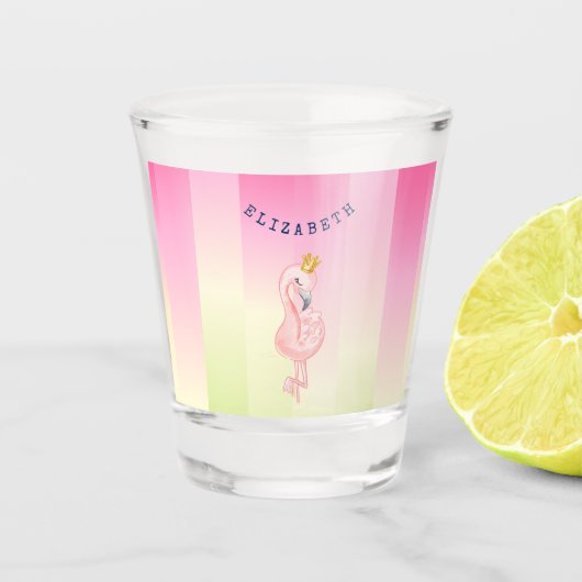 Mooie Roze Flamingo Ombre Gestreepte Shot Glas (Voorkant)