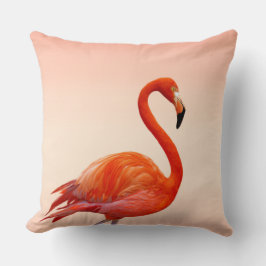 Mooie roze flamingo op lichtkoraal kussen