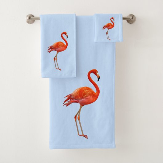 Mooie roze flamingo op Light Blue Bad Handdoek (Insitu)