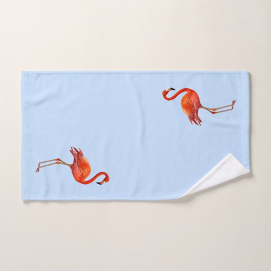 Mooie roze flamingo op Light Blue Bad Handdoek (Handdoek)