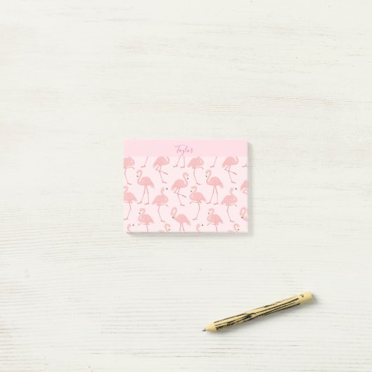 Mooie roze flamingo post-it® notes (Op bureau)