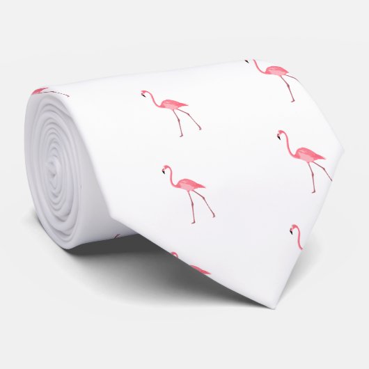 Mooie roze flamingo stropdas (Opgerold)