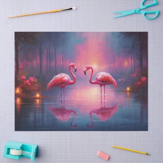 Mooie roze flamingo vogel decoupage tissuepapier (Craft)