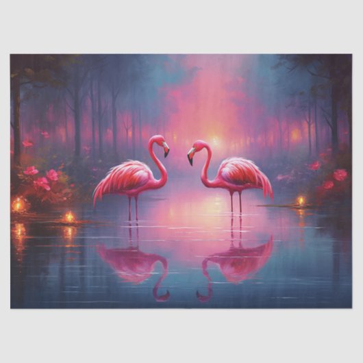Mooie roze flamingo vogel decoupage tissuepapier (Voorkant)