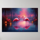 Mooie roze flamingo vogel poster (Voorkant)