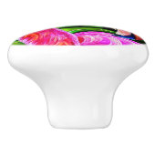 Mooie roze flamingo voor groen blad keramische knop (Zijkant)