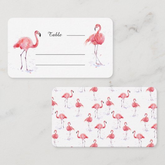 Mooie roze Flamingo Waterverf Place Card Plaatskaartje (Voorkant / Achterkant)