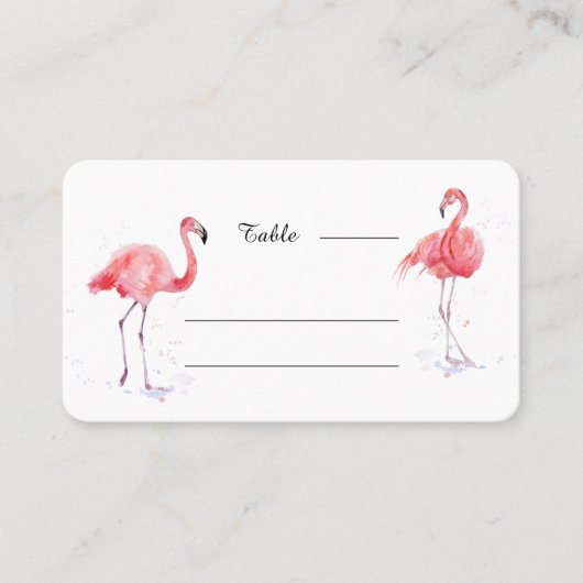 Mooie roze Flamingo Waterverf Place Card Plaatskaartje (Voorkant)