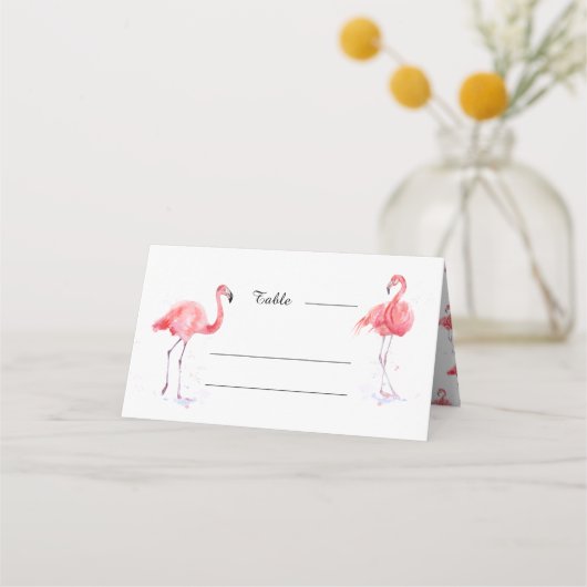 Mooie roze Flamingo Waterverf Place Card Plaatskaartje (Voorkant)