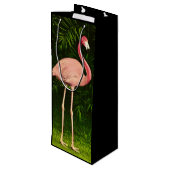 Mooie roze flamingo wijn cadeautas (Achterkant Gekanteld)