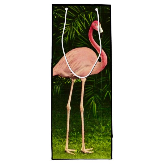 Mooie roze flamingo wijn cadeautas (Achterkant)