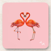 Mooie roze flamingos en monogram op lichtroze bier onderzetter (Voorkant)