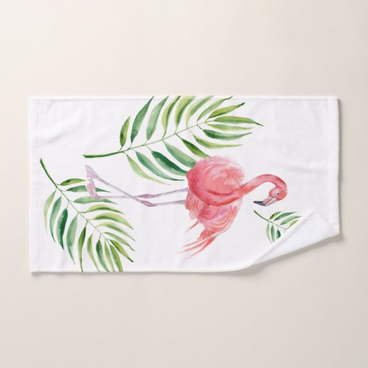 Mooie roze flamingo's en tropische bladeren bad handdoek (Handdoek)