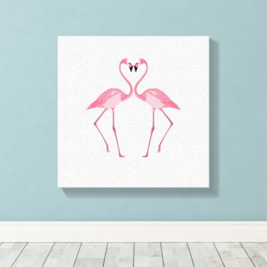Mooie roze flamingos Love Canvas Afdruk (Insitu (Houten vloer))
