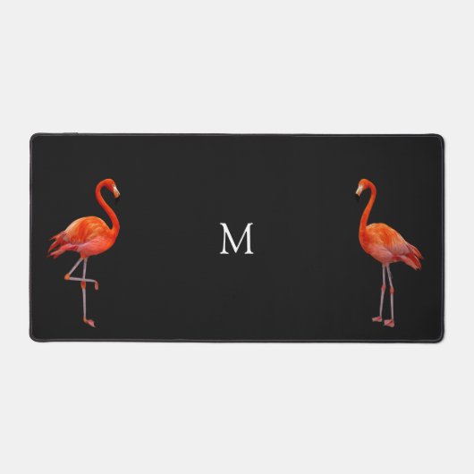 Mooie Roze Flamingo's & Monogram Bureaumat (Voorkant)