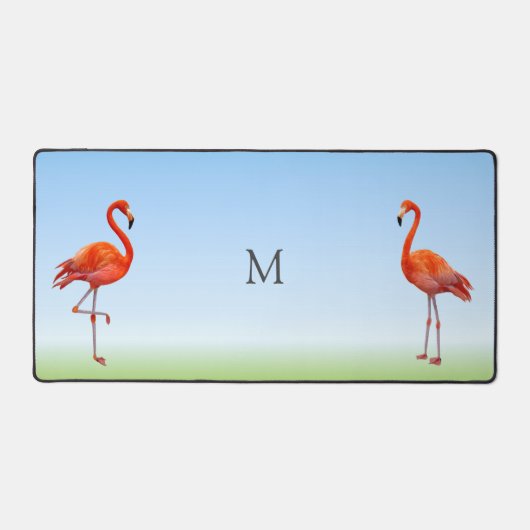 Mooie Roze Flamingo's & Monogram Bureaumat (Voorkant)