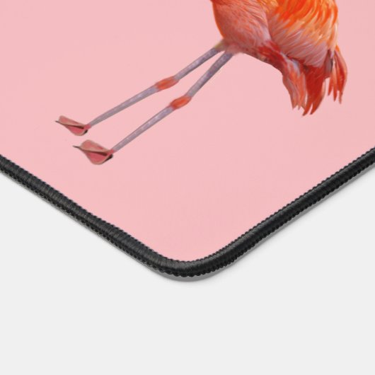 Mooie Roze Flamingo's & Monogram op Licht Koraal Bureaumat (Hoek)