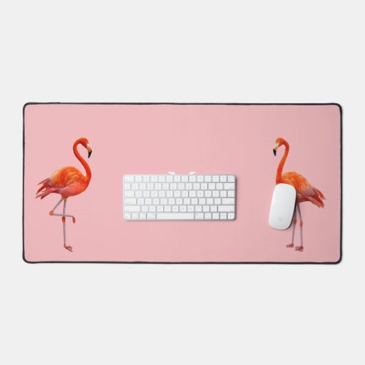 Mooie Roze Flamingo's & Monogram op Licht Koraal Bureaumat (Keyboard & Muis)