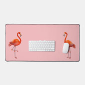 Mooie Roze Flamingo's & Monogram op Lichtkoraal Bureaumat (Keyboard & Muis)