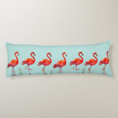 Mooie roze flamingos op lichtblauw lichaamskussen (Achterkant)