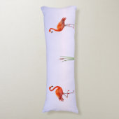 Mooie roze flamingos op lichtblauwe hoeden lichaamskussen (Voorkant Verticaal)