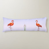 Mooie roze flamingos op lichtblauwe hoeden lichaamskussen (Voorkant)