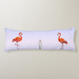 Mooie Roze Flamingo's op Lichtblauwe Shades Lichaamskussen