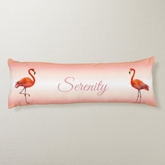 Mooie roze flamingos op lichtkoraalroze lichaamskussen (Achterkant)