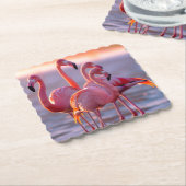 Mooie roze flamingo's tropisch kartonnen onderzetters (Gebogen)