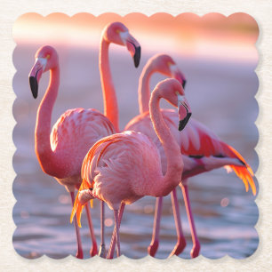 Mooie roze flamingo's tropisch kartonnen onderzetters