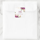 Mooie roze Floral 70ste verjaardag Vierkante Sticker (Tas)