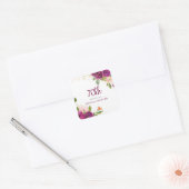 Mooie roze Floral 70ste verjaardag Vierkante Sticker (Envelop)