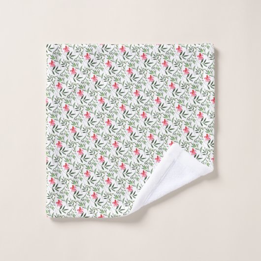 Mooie roze Floral Bad Handdoek (Wasdoekje)