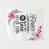 Mooie roze Floral Family Quote Wandkleed (Voorkant (horizontaal))