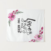 Mooie roze Floral/Liefde is alles wat je nodig heb Wandkleed (Voorkant (horizontaal))