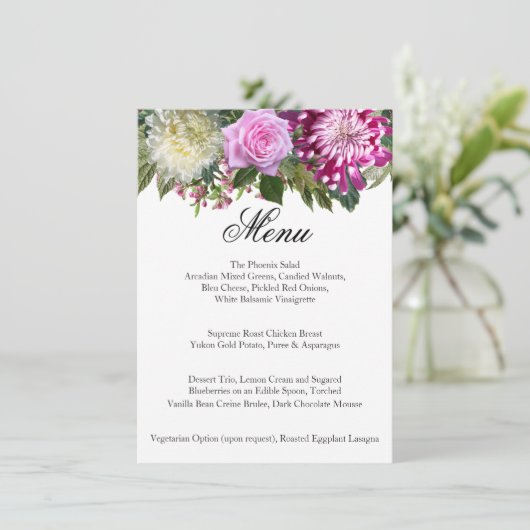 Mooie roze Floral - Menu (Staand voorkant)
