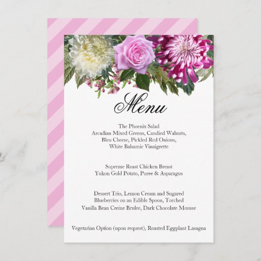 Mooie roze Floral - Menu (Voorkant / Achterkant)