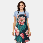 Mooie roze Floral Pattern Schort (Gedragen)