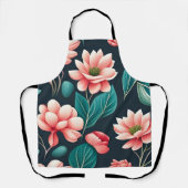 Mooie roze Floral Pattern Schort (Voorkant)